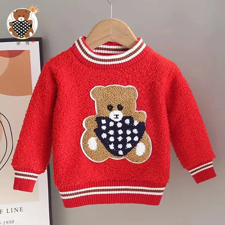 2023 Autumn Children Sweater 0-5Years Kids Boy Girl Long Sleeve Cartoon Bear Pullover Knitting Wool Jumper Warm Winter Clothes