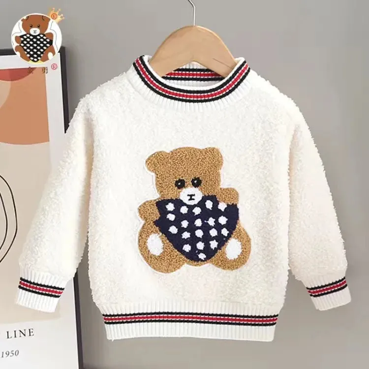 2023 Autumn Children Sweater 0-5Years Kids Boy Girl Long Sleeve Cartoon Bear Pullover Knitting Wool Jumper Warm Winter Clothes