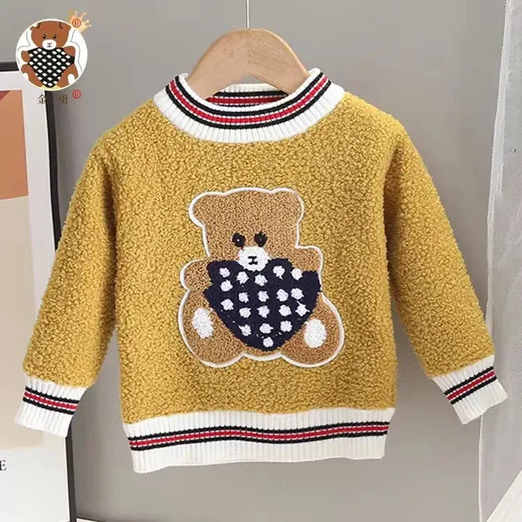 2023 Autumn Children Sweater 0-5Years Kids Boy Girl Long Sleeve Cartoon Bear Pullover Knitting Wool Jumper Warm Winter Clothes