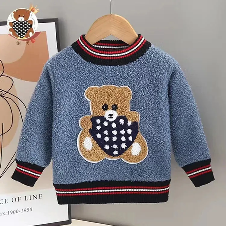 2023 Autumn Children Sweater 0-5Years Kids Boy Girl Long Sleeve Cartoon Bear Pullover Knitting Wool Jumper Warm Winter Clothes