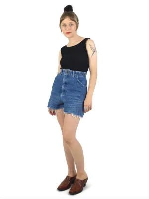80s Lee High Waisted Medium Wash Blue Denim Jean Cutoff Shorts with Pockets