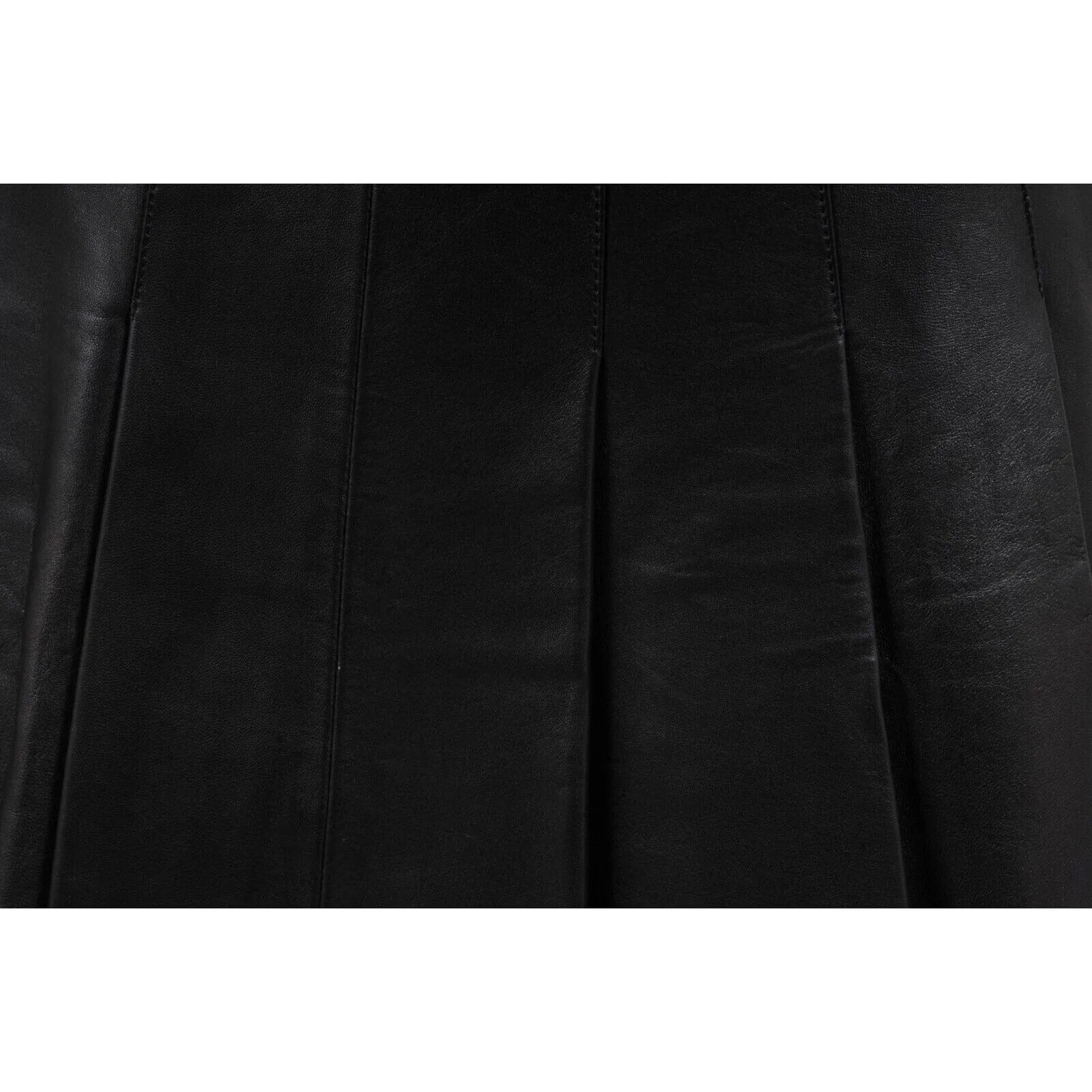 Black Lamb Leather Pleated Mini Skirt