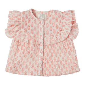 Bonheur du Jour Paris Chloe Baby   Girl Blouse Blanc/Orange