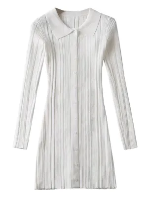'Carly' Polo Buttoned Ribbed Mini Dress (3 Colors)