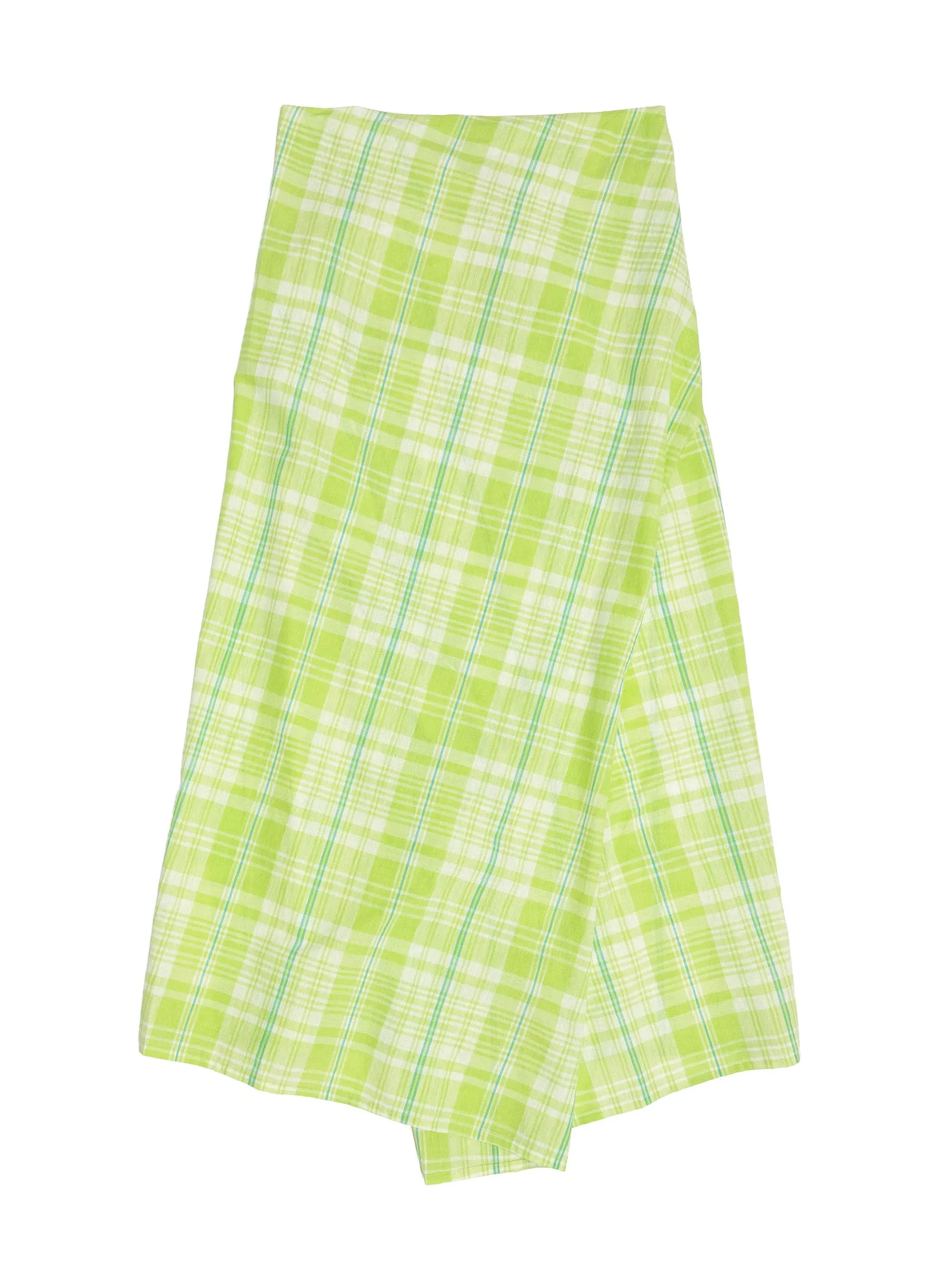 Draped Wrap Skirt in Lime Plaid
