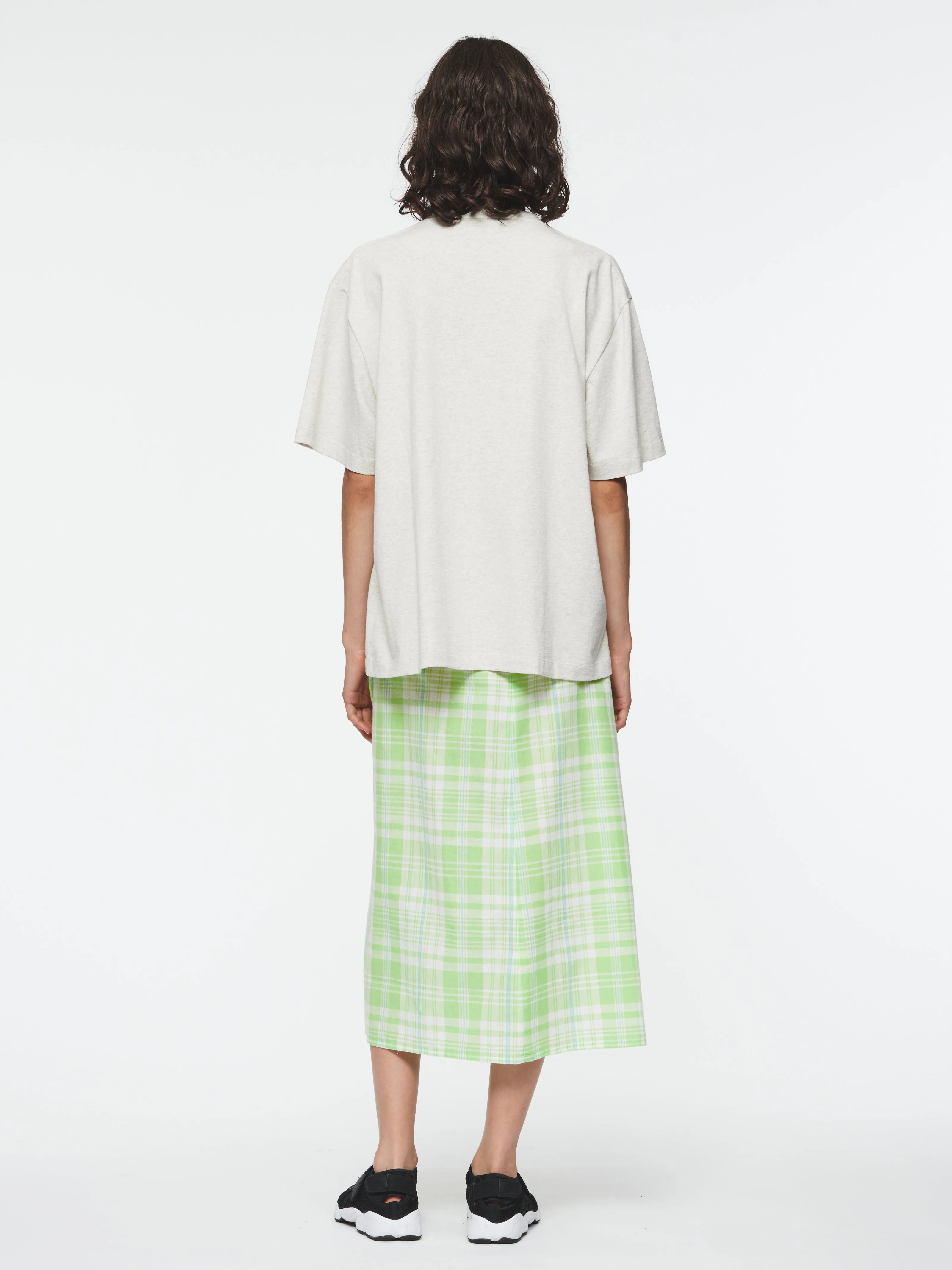 Draped Wrap Skirt in Lime Plaid