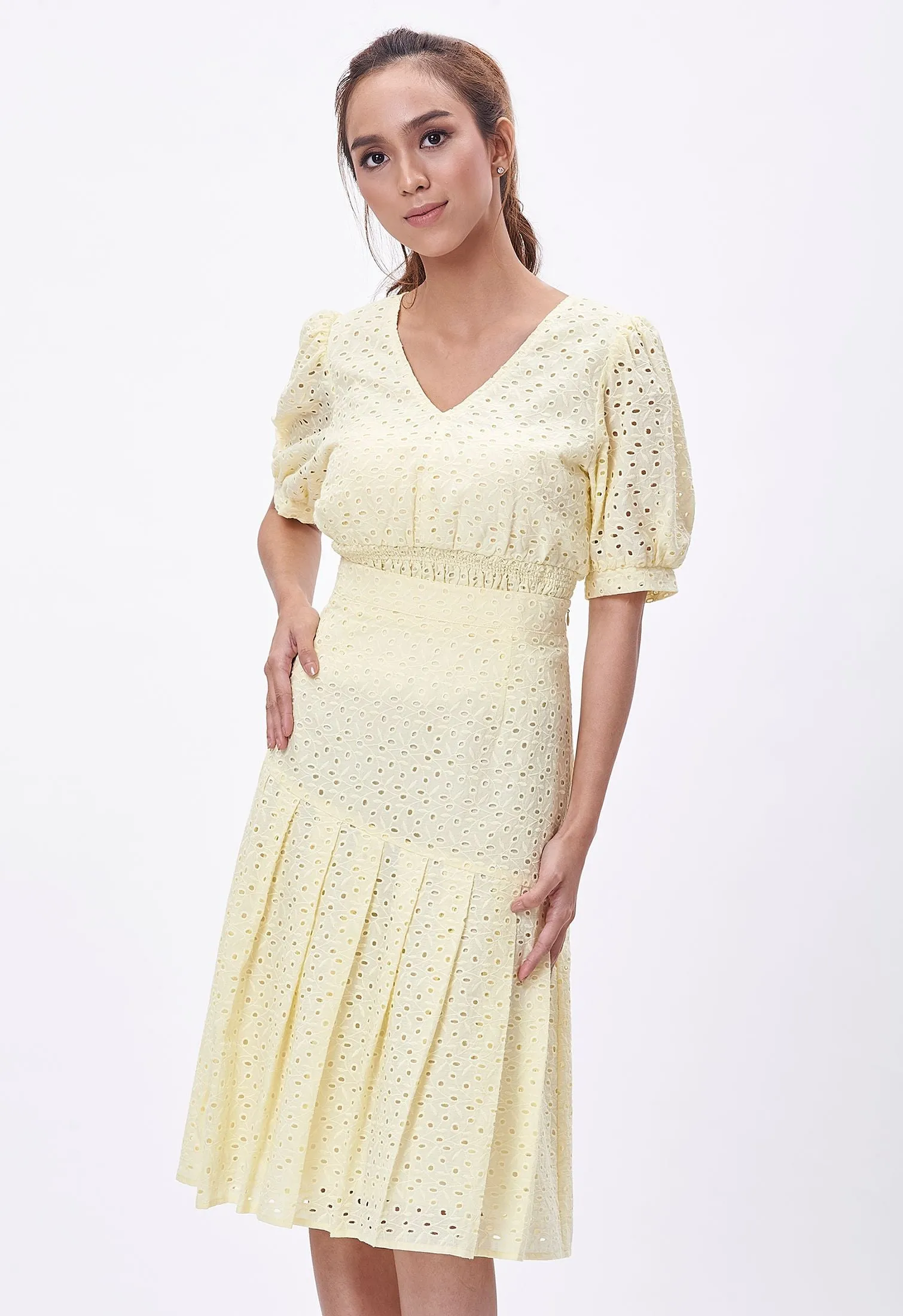 Embroidery Eyelet Panel Skirt