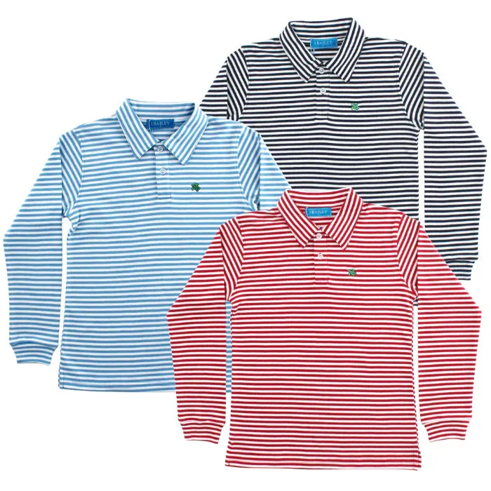 Harry L/S Striped Polo-Red/White