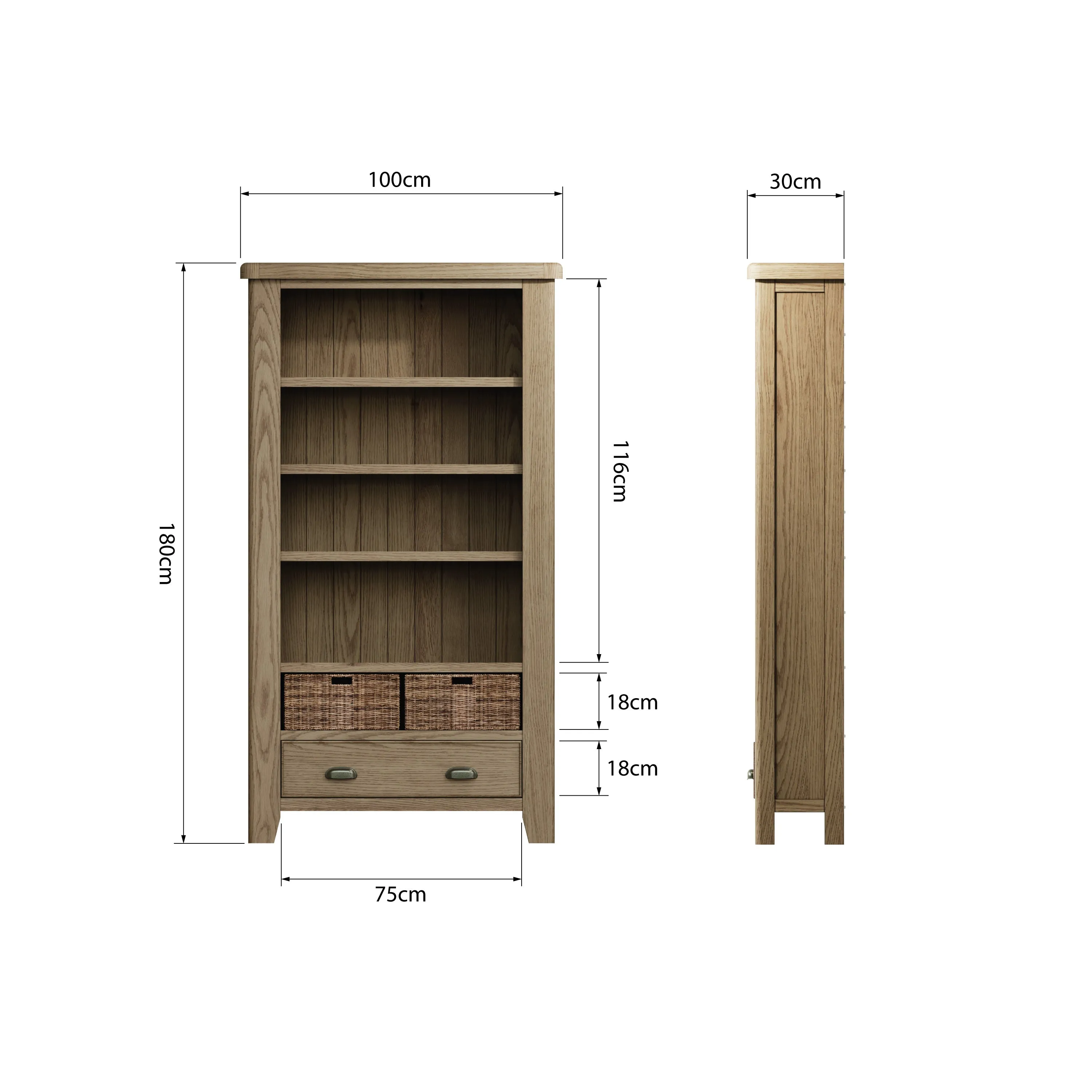 Helios Smoked Oak Large Bookcase