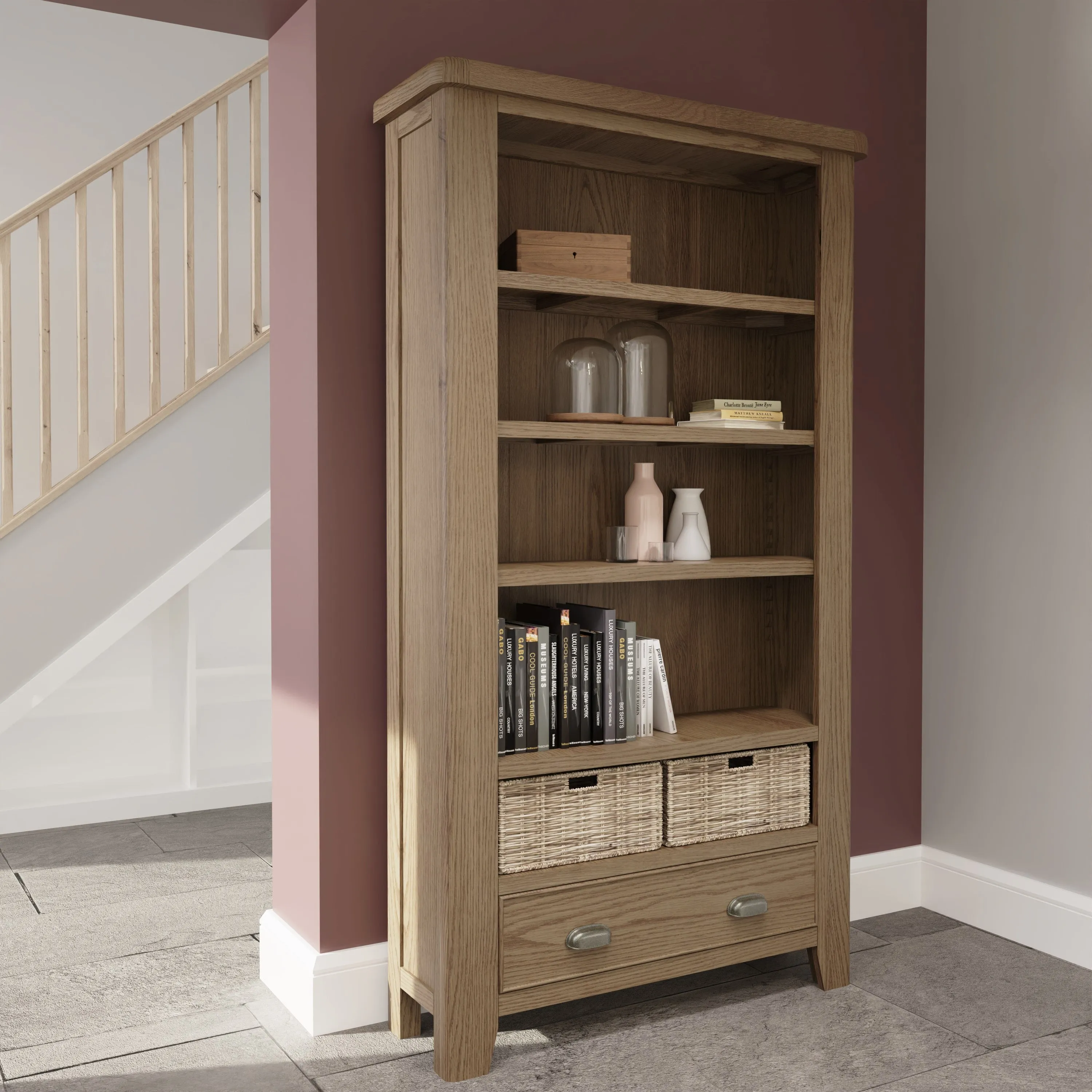 Helios Smoked Oak Large Bookcase
