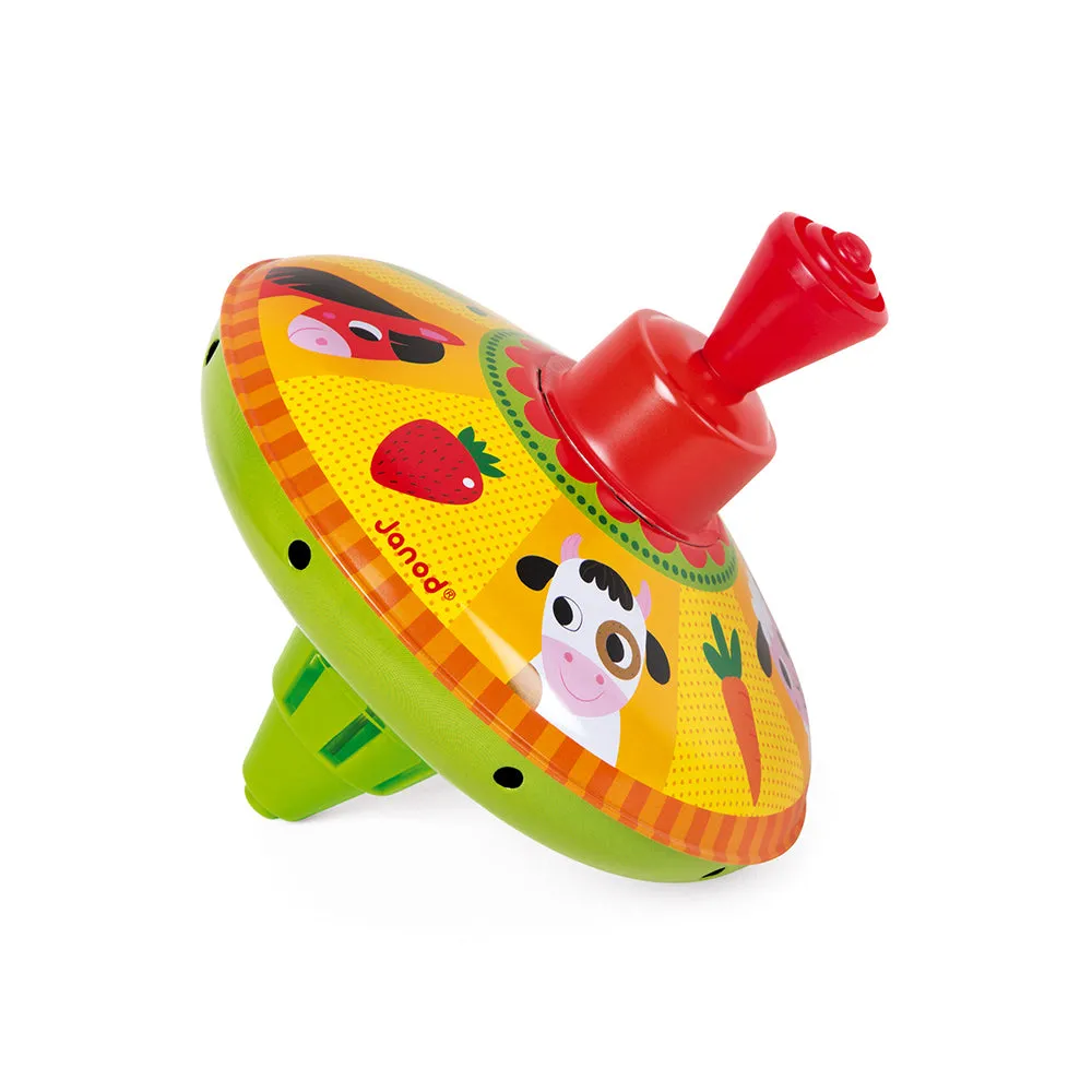 Janod Metal Farm Spinning Top