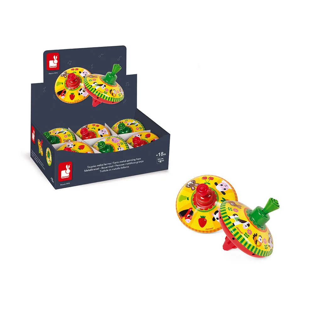 Janod Metal Farm Spinning Top
