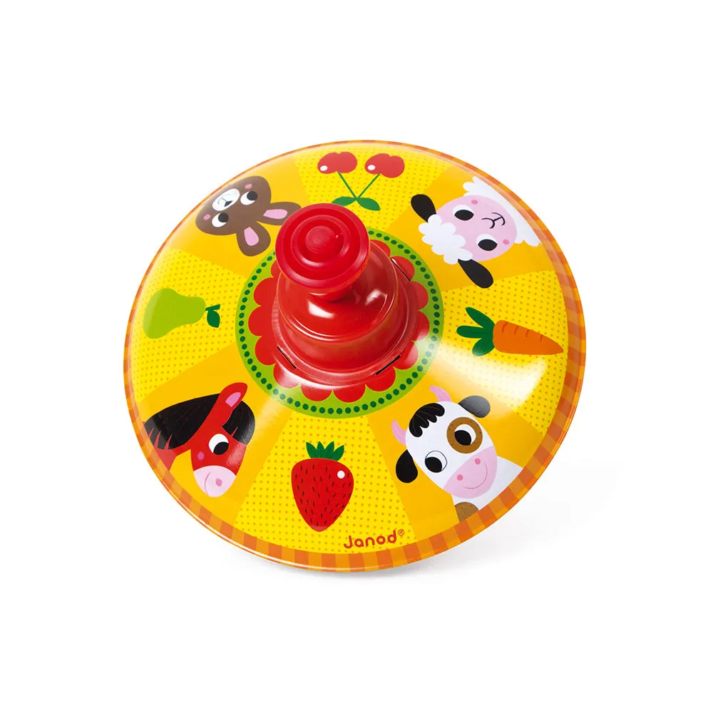 Janod Metal Farm Spinning Top