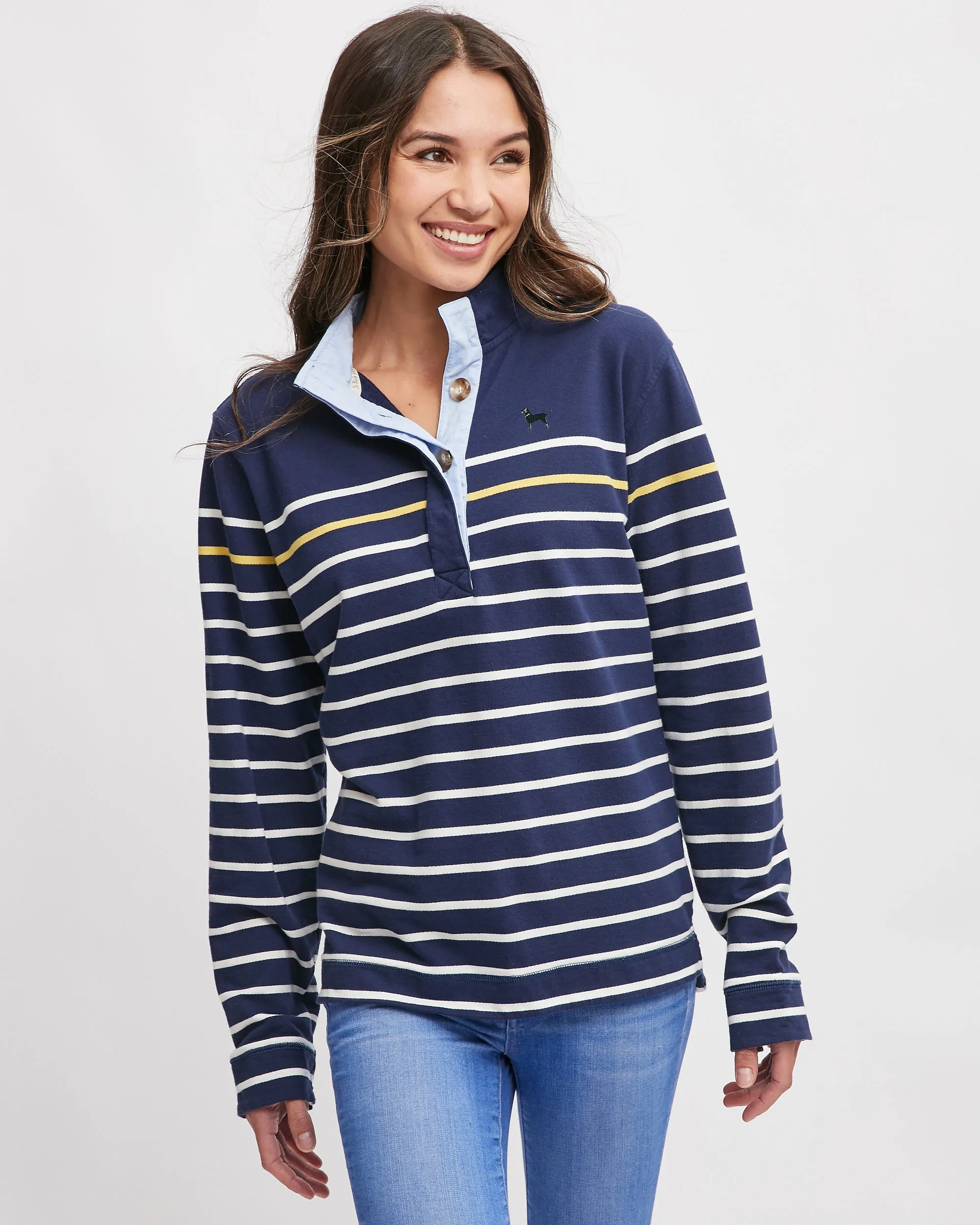 Ladies Skipper Button Mockneck