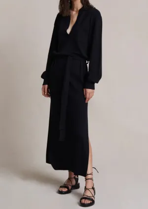Liam Knit Polo Midi Dress - Black