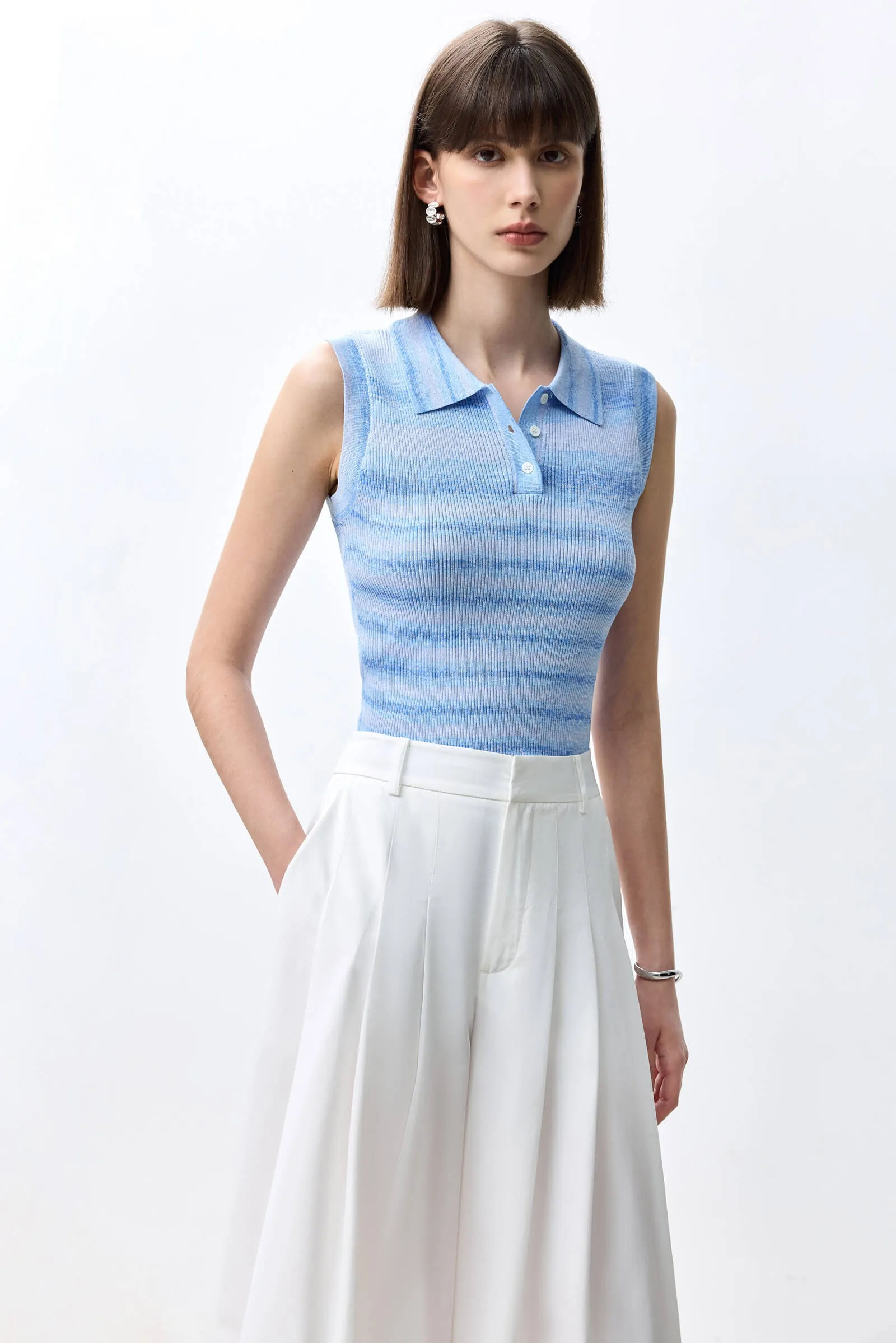 LILY Basic Versatile Striped Knit Tank Top