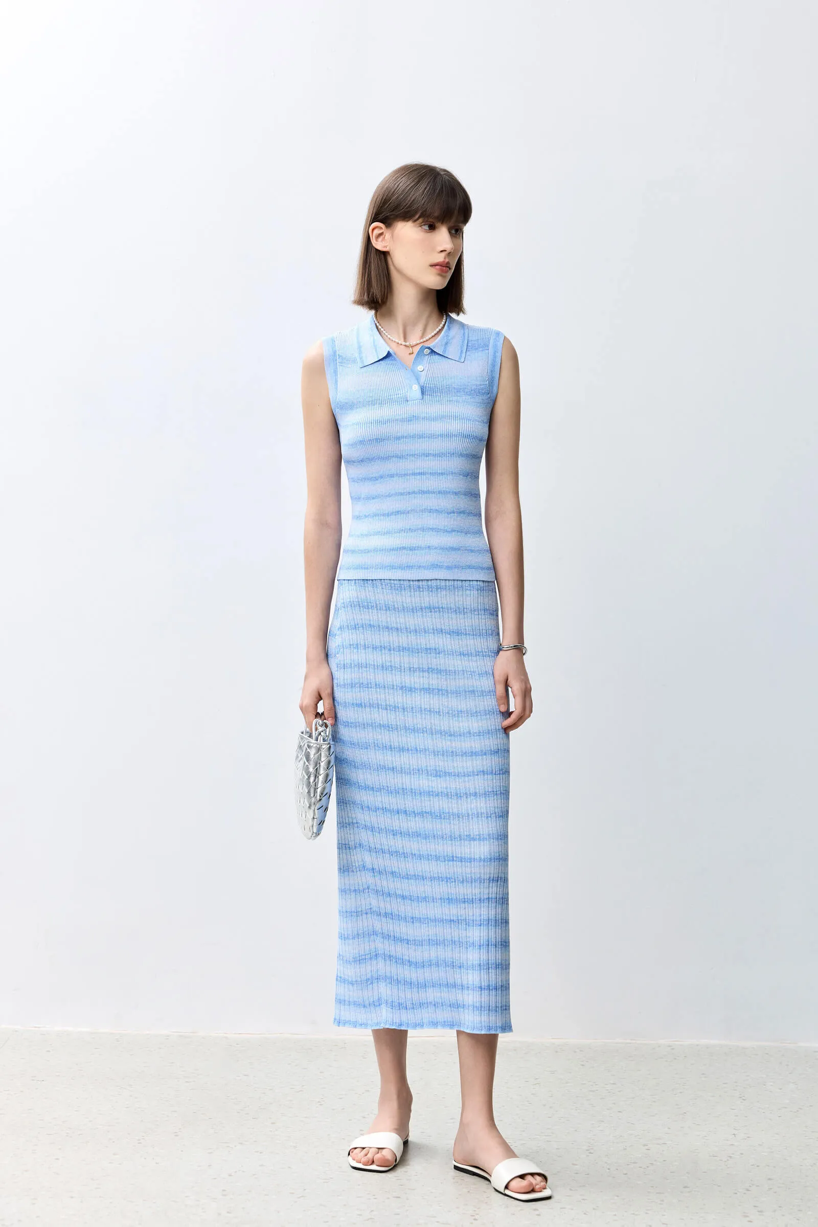 LILY Basic Versatile Striped Knit Tank Top