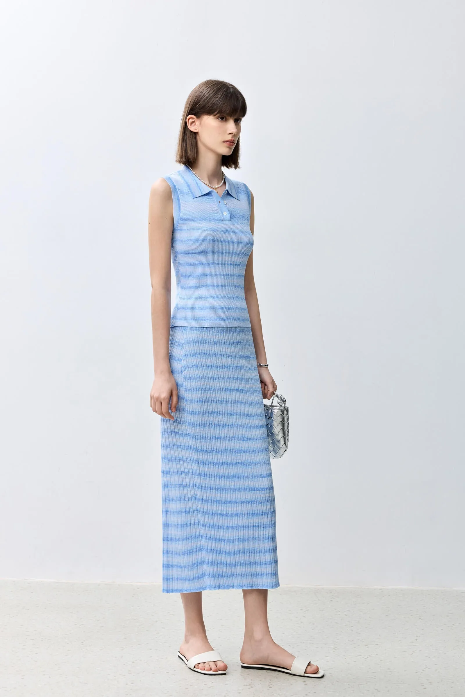 LILY Basic Versatile Striped Knit Tank Top