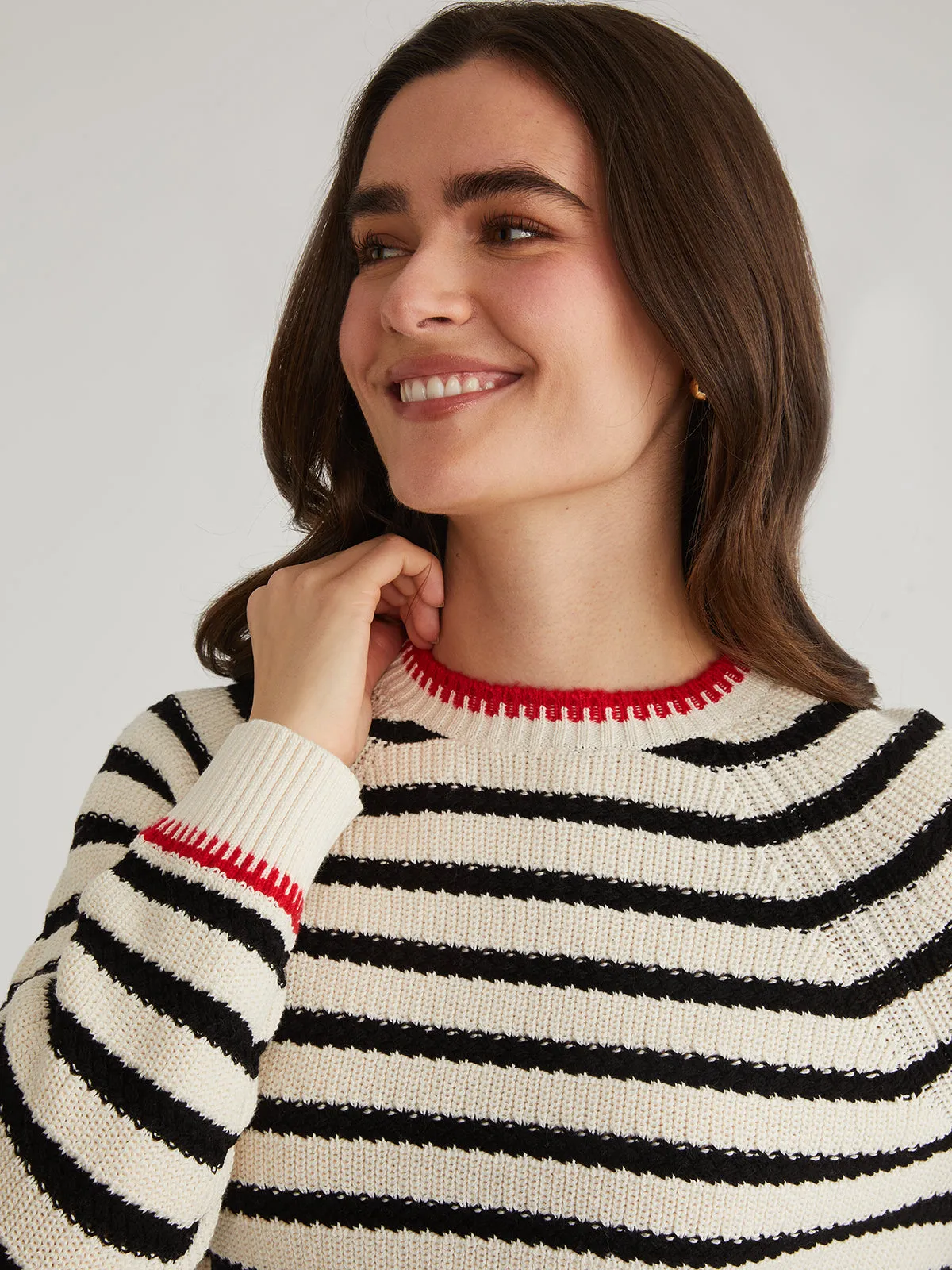 Marina: 100% Cotton Stripe Textured Pullover