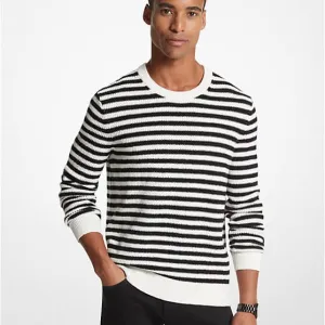 Michael Kors Striped Cotton Blend Jumper, Black/White