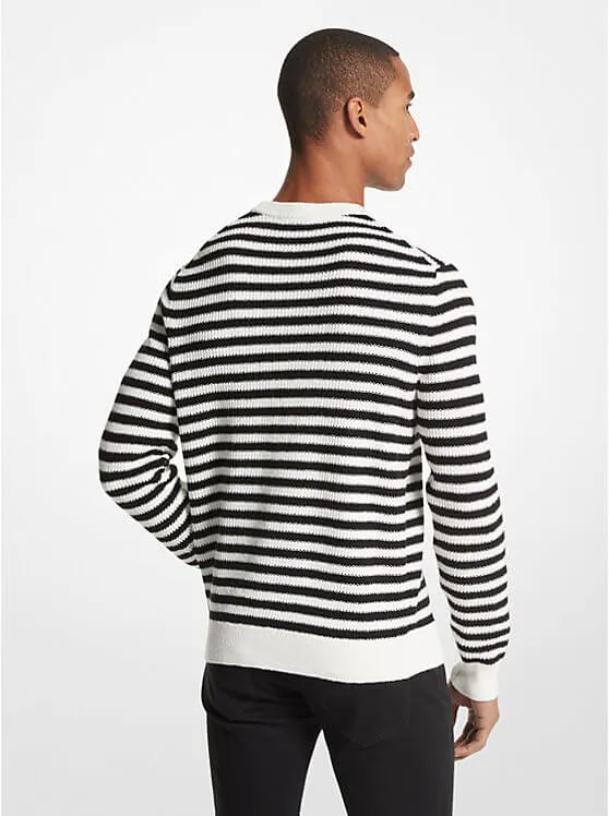Michael Kors Striped Cotton Blend Jumper, Black/White