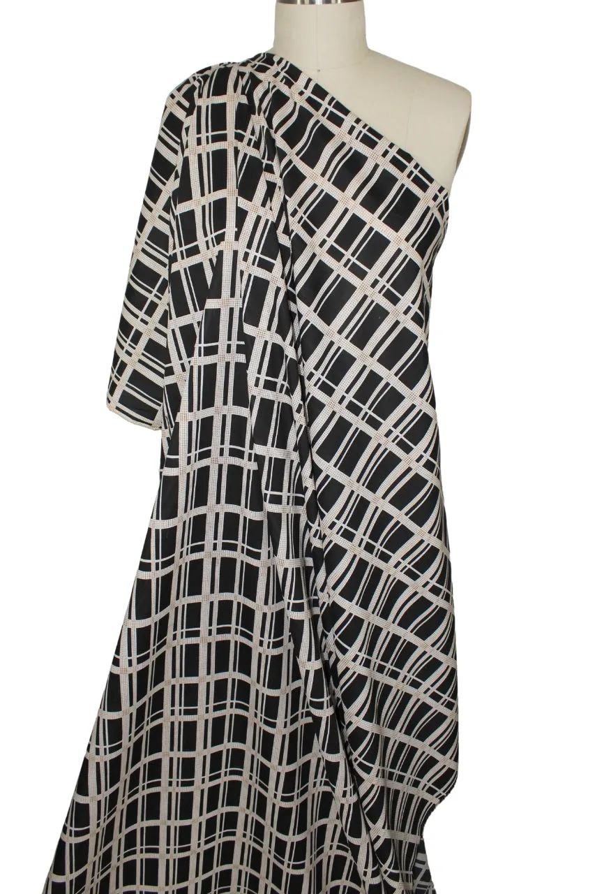 Modern Plaid Cotton Lawn - Black/Gold/White