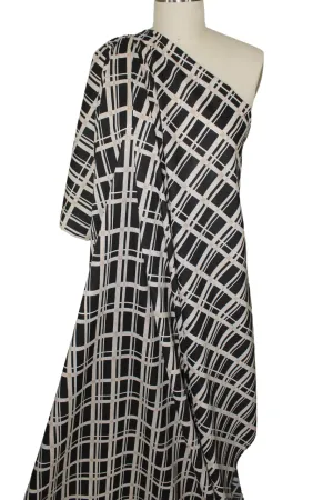 Modern Plaid Cotton Lawn - Black/Gold/White