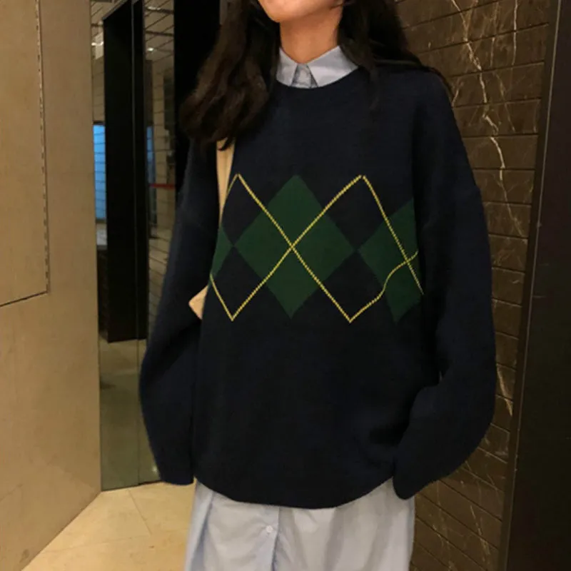Preppy Style Loose and Oversized Winter Knitted Sweaters