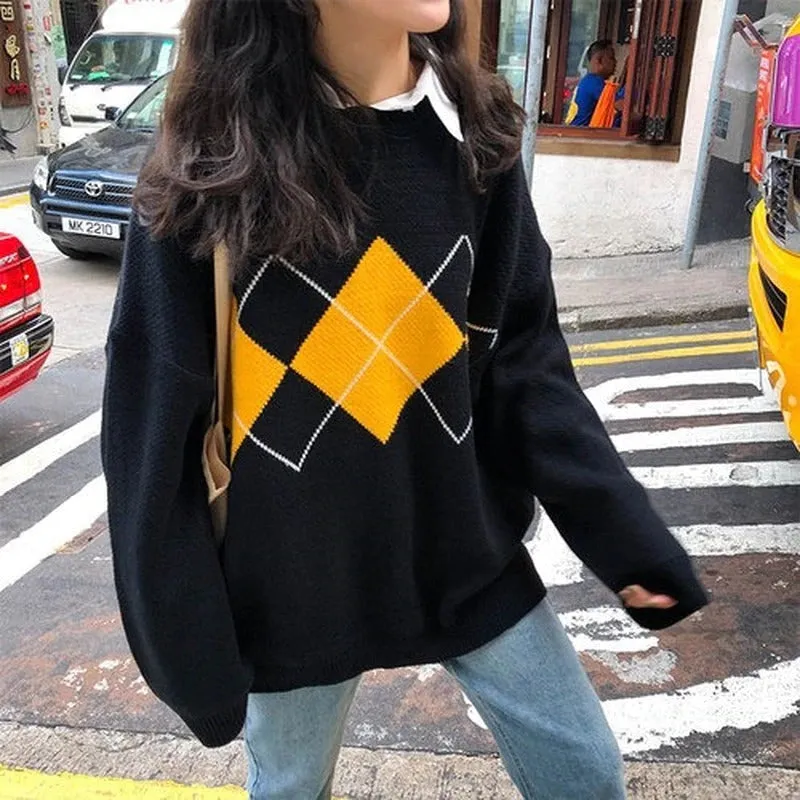Preppy Style Loose and Oversized Winter Knitted Sweaters