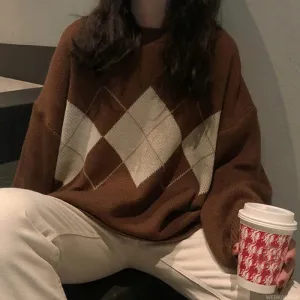 Preppy Style Loose and Oversized Winter Knitted Sweaters