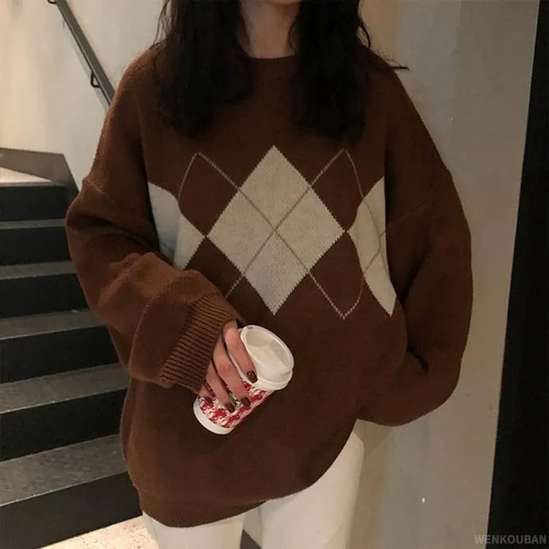Preppy Style Loose and Oversized Winter Knitted Sweaters