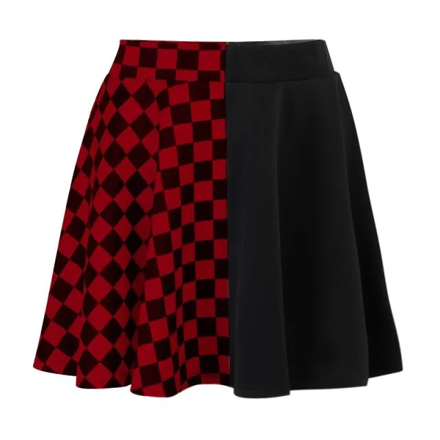 Punk Skirt Gothic Plaid A-Line Mini Skirts Plaid Patchwork Skirt