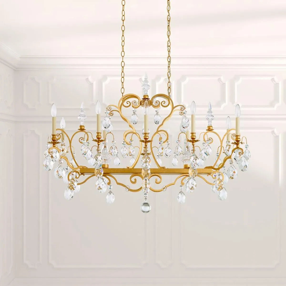 Renaissance 12 Light Black Chandelier with Crystals from Swarovski