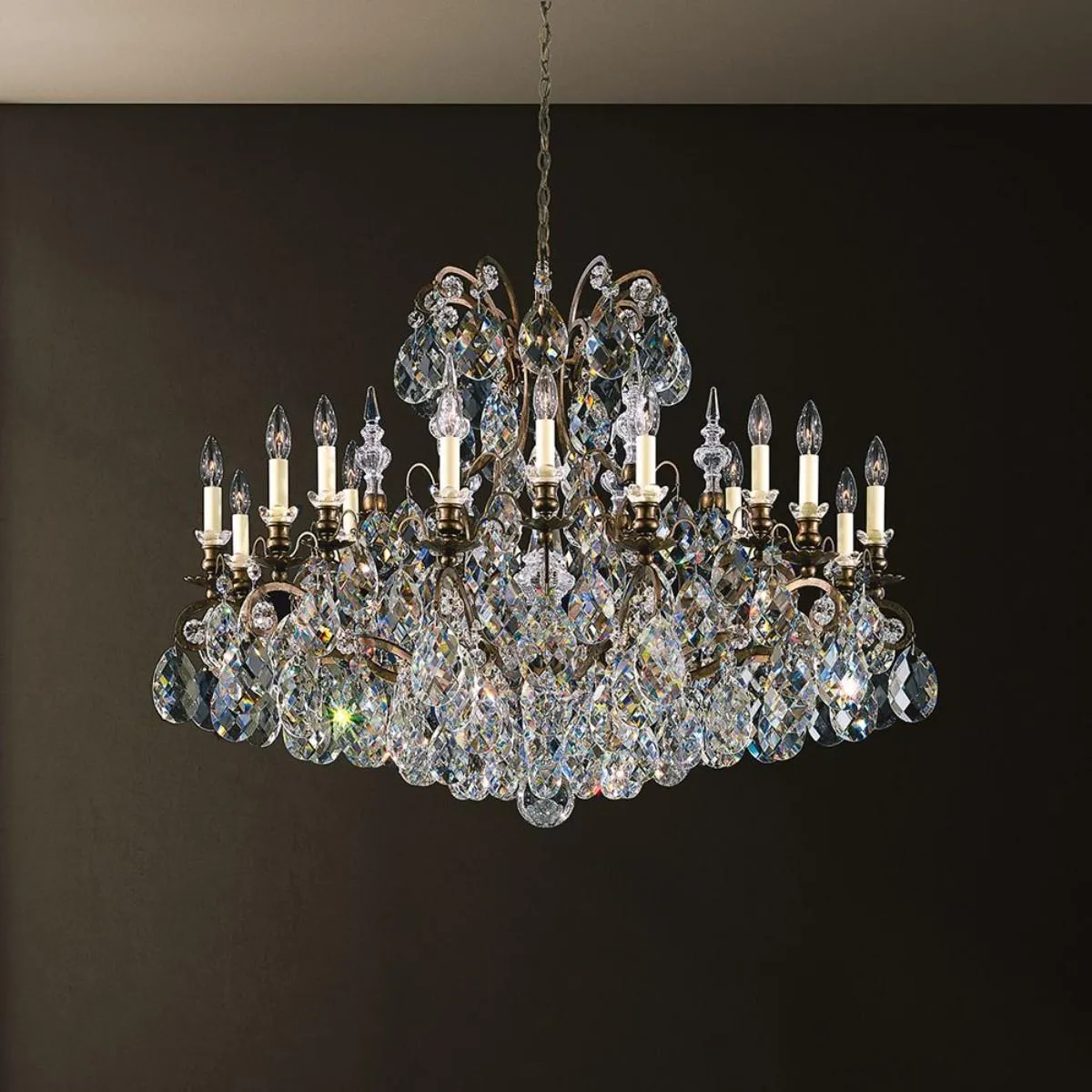 Renaissance 19 Light Black Chandelier with Crystals from Swarovski