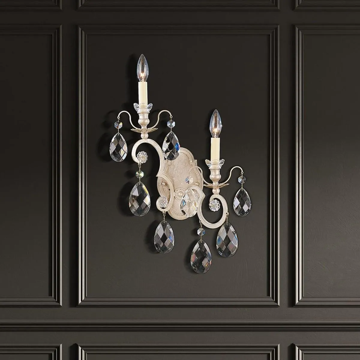 Renaissance 23 inch Heirloom Bronze Armed Sconce with Crystals from Swarovski
