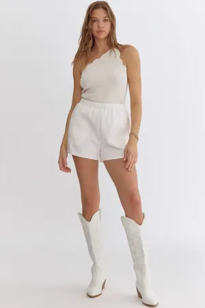 Textured High-Waisted Shorts