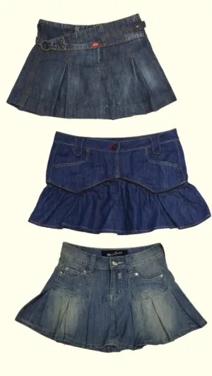 Y2K Briteny Era Denim Pleated Mini Skirts
